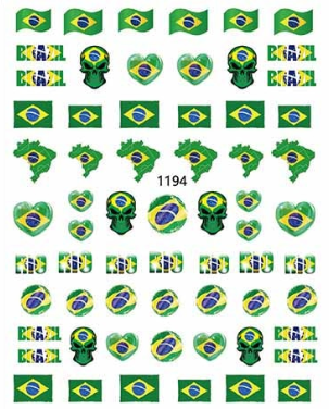 Adesivo de Unhas 3D Brasil 2022