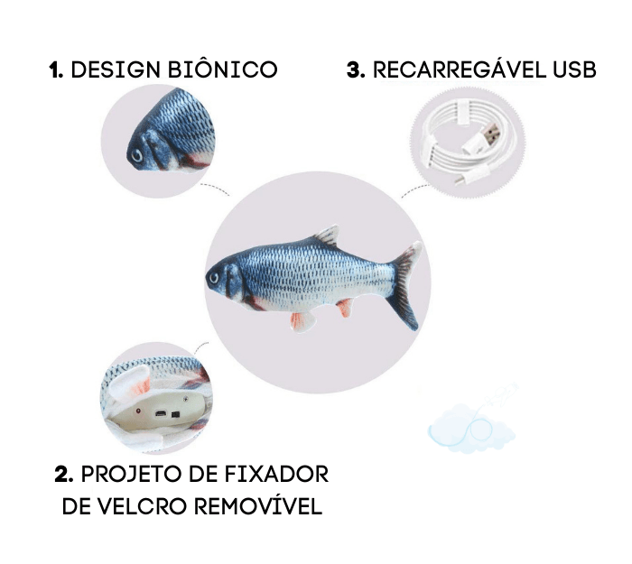 Brinquedo Peixe Elétrico para Cães e Gatos - Friendly Fish - CÉU UTILIDADES